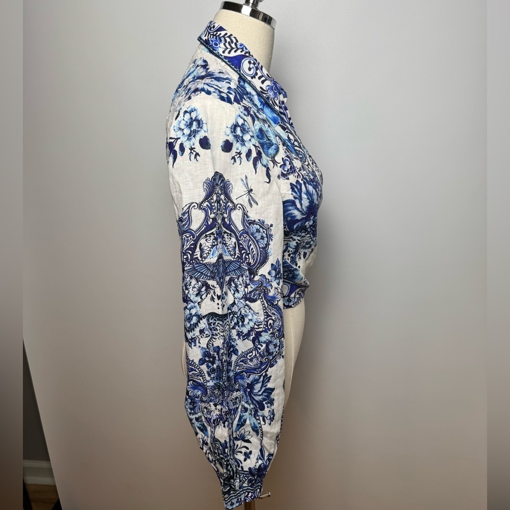 Camilla Cropped Wrap Shirt With Borderie Yoke Size XS - Picture 11 of 13